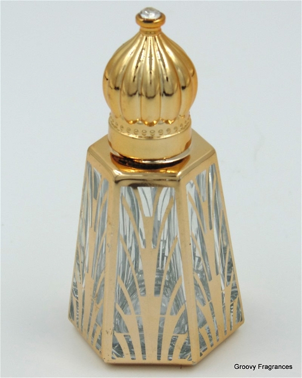 Groovy Fragrances Exclusive Golden Fancy Designer Bottle Empty Attar Bottle- V shape D4 - Gold
