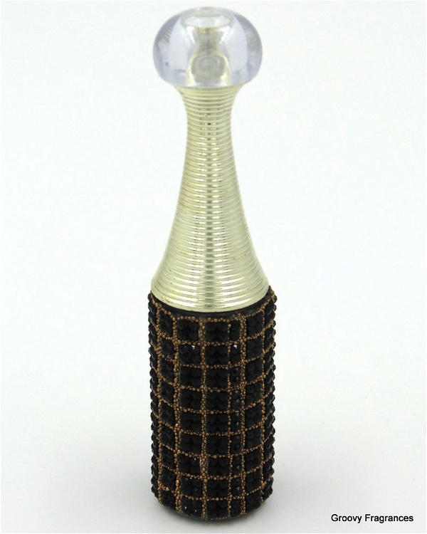 Groovy Fragrances Exclusive Golden Fancy Designer Bottle Empty Attar Bottle- Long Diamond shape D7 - Black Square Design