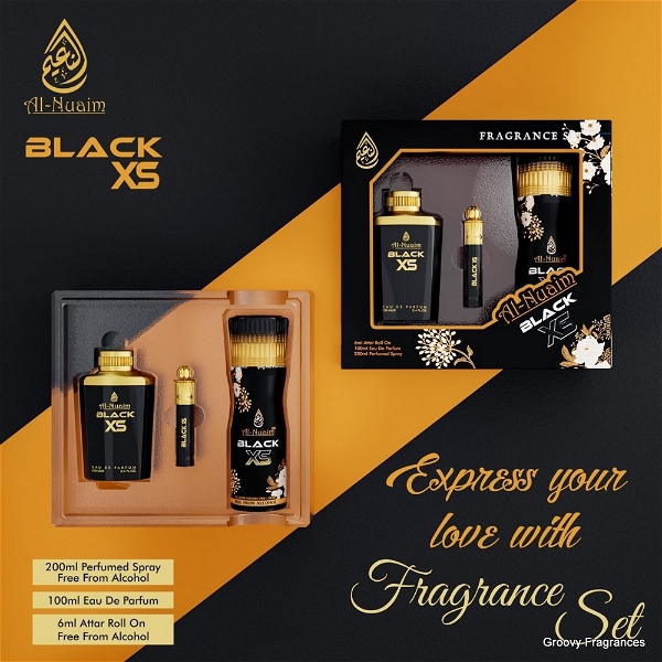 Al Nuaim Black XS Fragrance Set 3 In 1 - 200ML+100ML+6ML