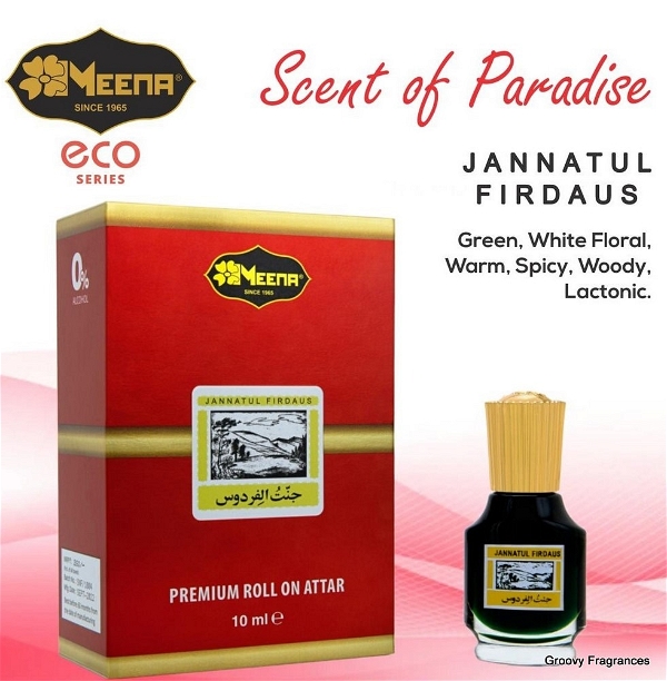 Meena Jannatul Firdaus (GREEN WHITE FLORAL WARM SPICY WOODY LACTONIC) Premium Perfume Roll-On Attar (Itr) - 10ML