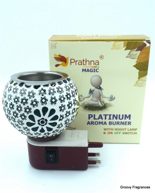 Prathna Platinium Electric Kapoor/Aroma/Bakhoor Burner for Home Fragrance with Night lamp Ceramic Incense Holder (Multicolor) D76 - D76