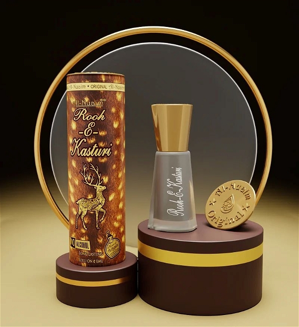 Al Nuaim rooh e kasturi perfume roll-on attar alcohol free round gift pack - 6ML