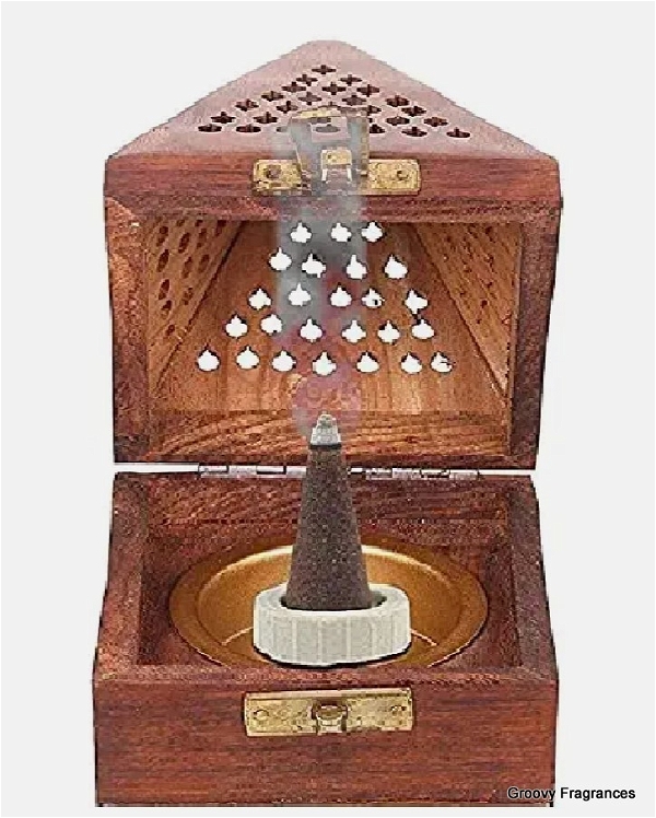 Groovy Fragrances New Antiq Wooden Bakhoor/Dhoop/Aromo Oil/Kapoor Incense Burner