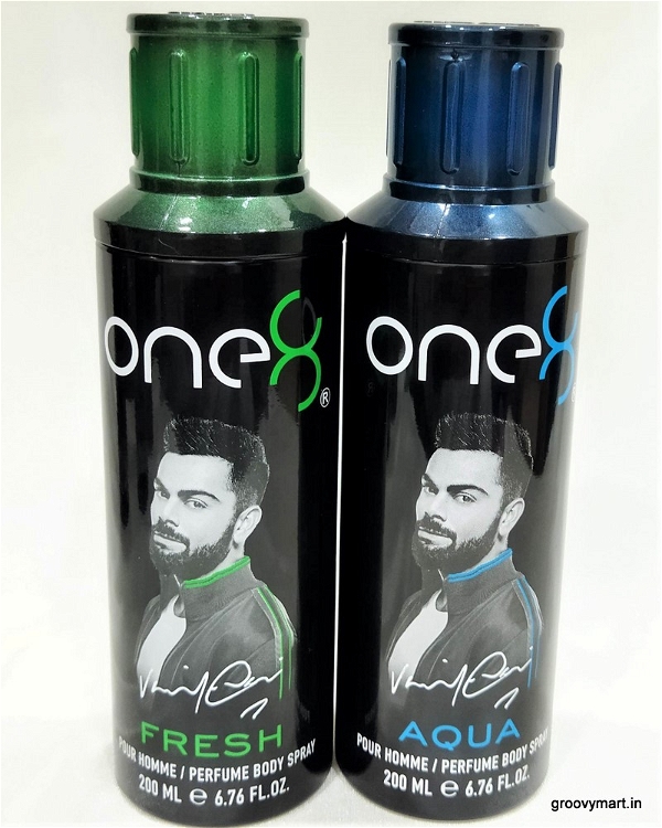 One8 one8 by virat kohli fresh & aqua perfume body spray (400 ml, pack of 2)