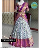 Kanjiveram Silk Zari Lehanga With Blouse Along With Banarashi Silk Duppta - Electric Violet, Free Size