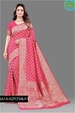 Kanjivaram silk saree with beautiful Pure Zari weaving with Rich Pallu & contrast Border - Flush Orange, Free Size