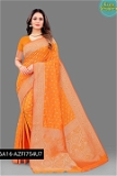 Kanjivaram silk saree with beautiful Pure Zari weaving with Rich Pallu & contrast Border - Japanese Laurel, Free Size