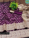 Kanjivaram silk saree with beautiful Pure Zari weaving with Rich Pallu & contrast Border Quality Material  - Purple Pizzazz