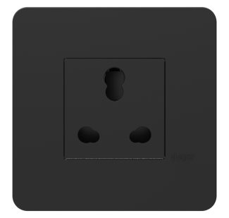 Hager 16A Socket anthracite Protruded - WSNSK42A - Black - Anthracite