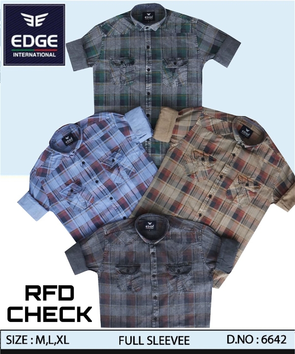 EDGE INTERNATIONAL  RFD Check Shirt 6642 - 4 . Sizes : 3 (M L XL )