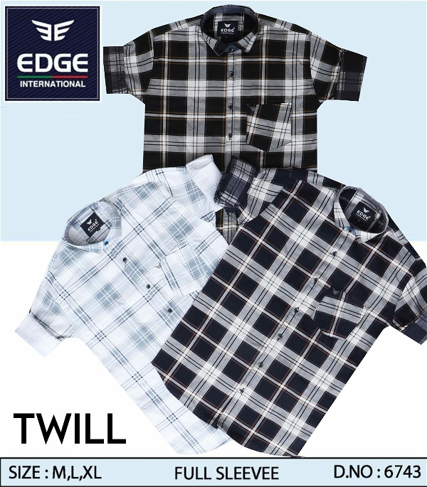Fancy Twill Check Shirt 6743 - 3 . Sizes: 3 ( M L XL )