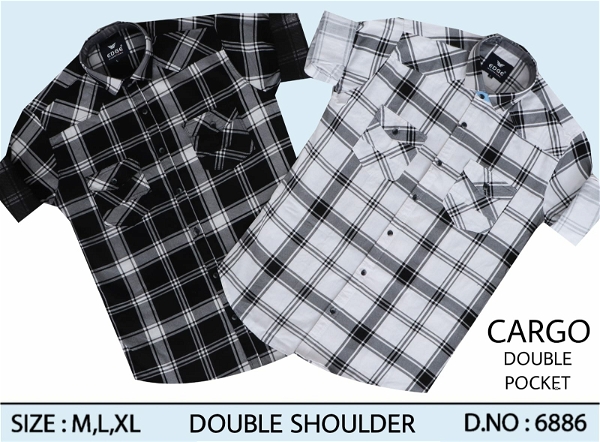 Fancy Cargo Double Pocket Shirt 6886 - 2 . Sizes: 3 ( M L XL )