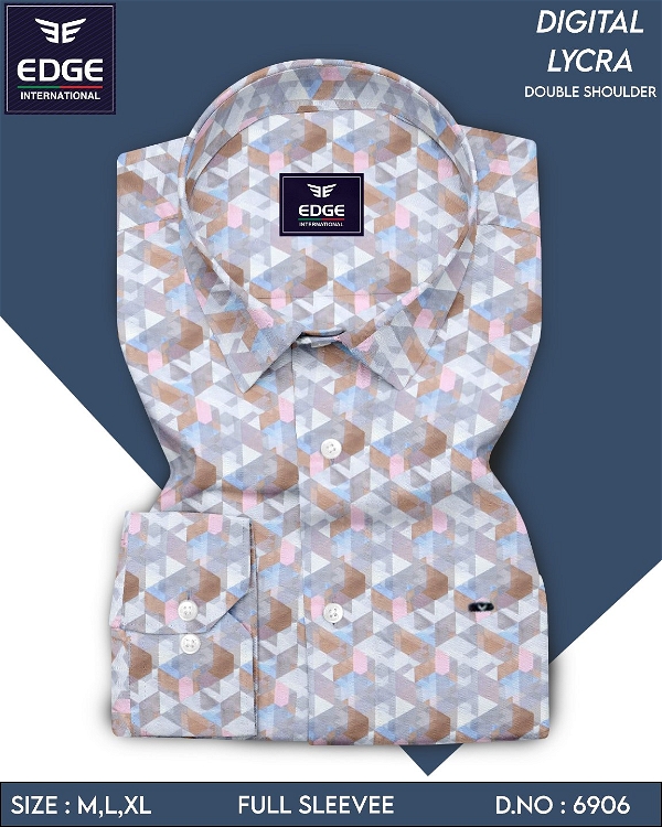 Digital Lycra Printed Shirt 6909 - 2 . Sizes: 3 ( M L XL )