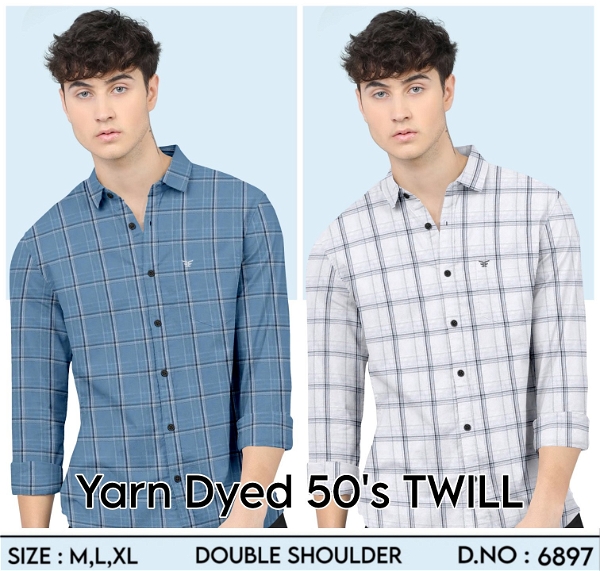 Yarn Dyed 50's Twill Check Shirt 6897 - 2.  Sizes . 3 ( M L XL )