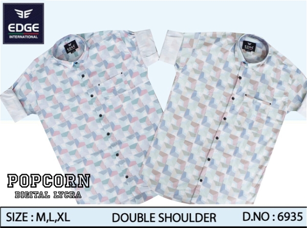 Popcorn Digital Lycra Check Shirt 6935 - 2 . Sizes : 3 ( M L XL )