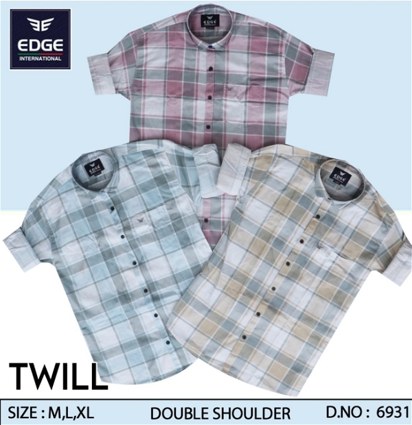 Fancy Twill Check Shirt 6931 - 3 . Sizes : 3 ( M L XL )