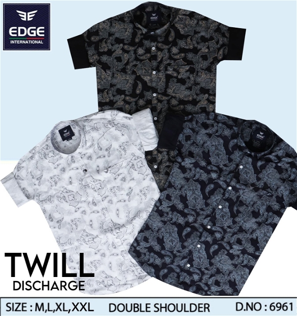 Fancy Twill Discharge Printed Shirt 6961 - 3 . Sizes : 4 ( M L XL XXL )