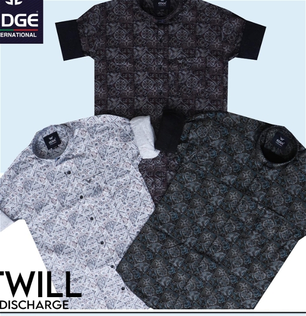 Fancy Twill Discharge Printed Shirt 6964 - 3 . Sizes : 4 ( M L XL XXL )