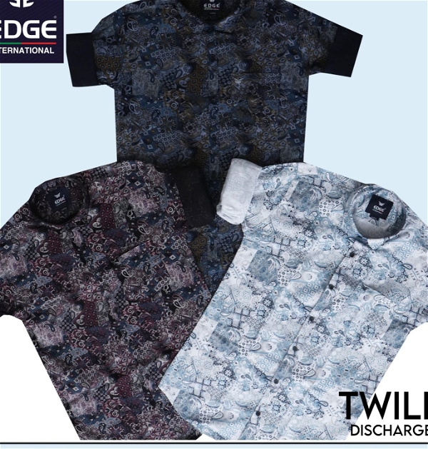 Fancy Twill Discharge Printed Shirt 6962 - 3 . Sizes : 4 ( M L XL XXL )