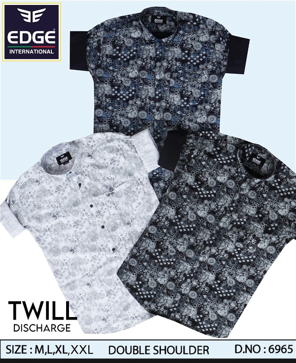 Fancy Twill Discharge Check Shirt 6965 - 3 . Sizes : 4  ( M L XL XXL )