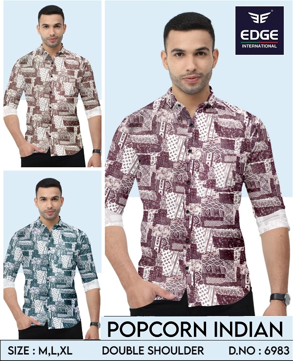 Fancy Popcorn Indian Shirt 6983 - 3 . Sizes : 3 ( M L XL )