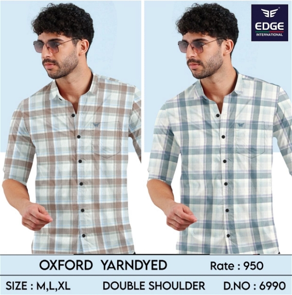 OXFORD Yarn Dyed Check Print Shirt 6990 - 2 . Sizes : 3 ( M L XL )