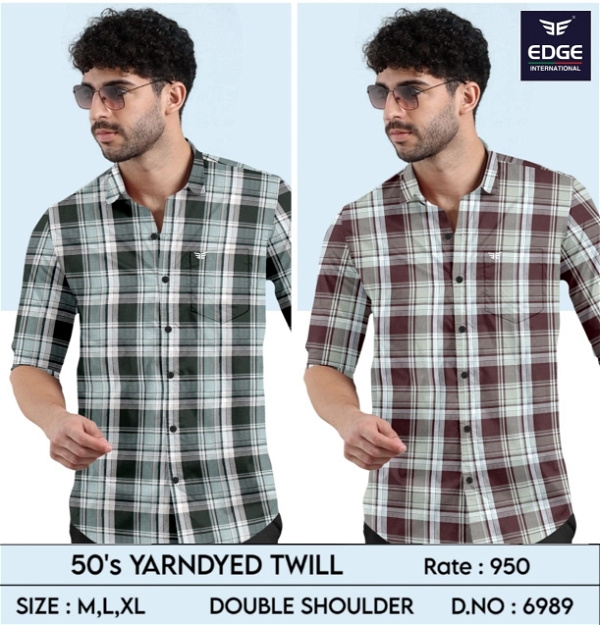 Fancy 50's Yarn Dyed Twill Check Shirt 6989 - 2 . Sizes : 3 ( M L XL )