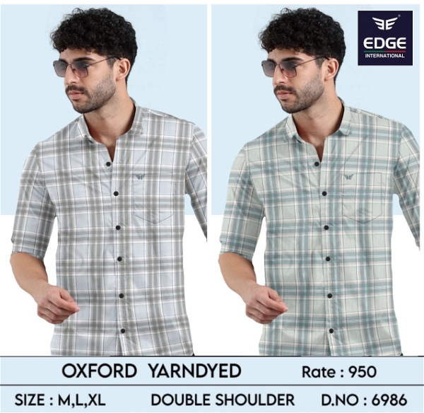 OXFORD Yarn Dyed Check Print Shirt 6986 - 2 . Sizes : 3 ( M L XL )
