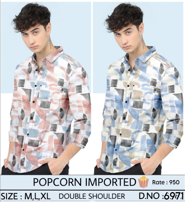 Popcorn Imported Printed Shirt 6971 - 2 . Sizes : 3 ( M L XL )