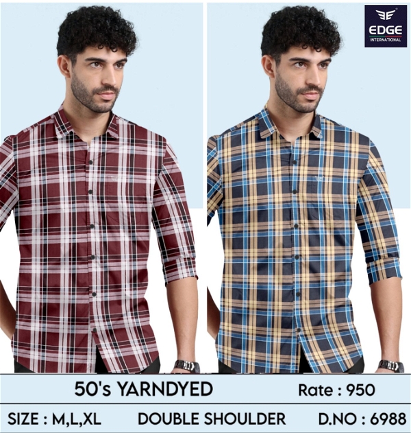 Fancy 50's Yarn Dyed Check Shirt 6988 - 2 . Sizes : 3 ( M L XL )