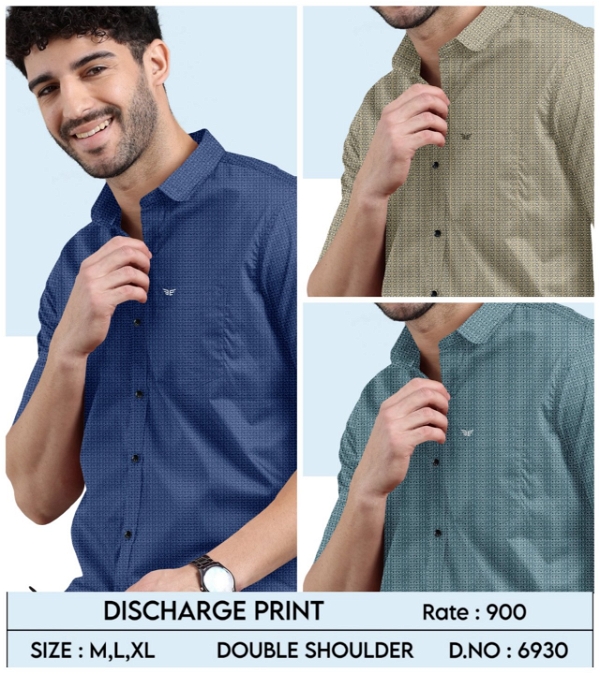 Fancy Twill Discharge Printed Shirt 6930 - 3 . Sizes : 3 ( M L XL )