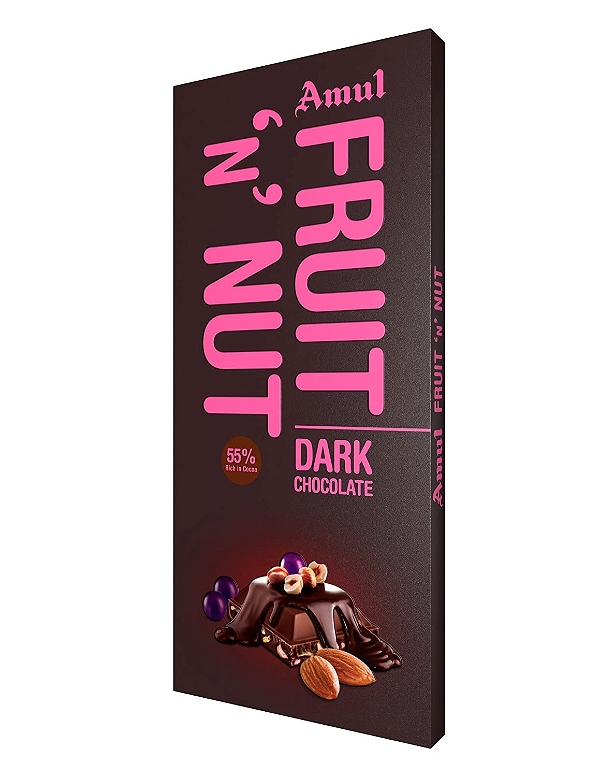 Amul Fruit N Nut Dark Chocolate 55% Rich In Cocoa: 150 Gm - 150 Gm