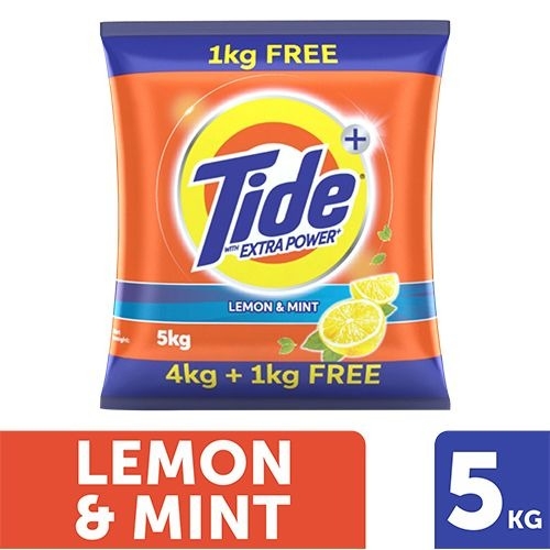 Tide Plus Lemon & Mint Detergent Powder - 4 + 1 Kg