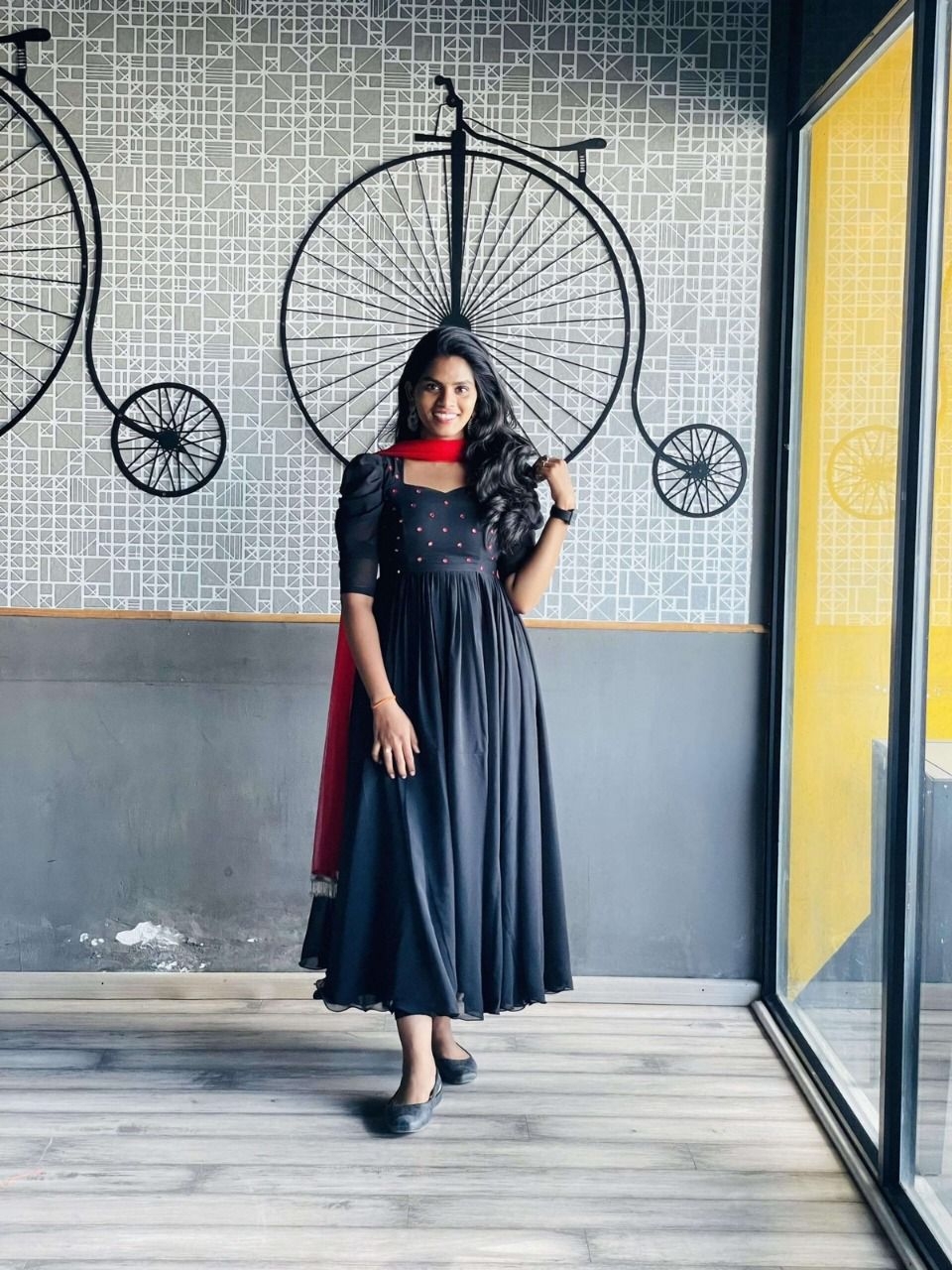Black Anarkali Gown with Dupatta  Shafalies Fashions