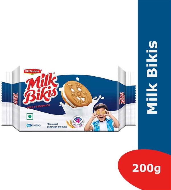 Britannia Milk Bikis Sandwich Biscuits - 200ml