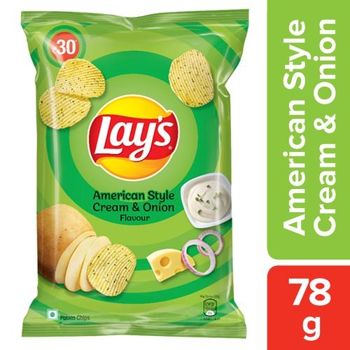 Lays lays potato chips - american style cream & onion flavour - 78g