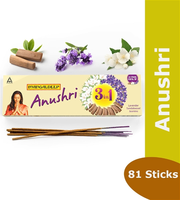 Mangaldeep Anushri 3in1 Agarbatti - 81 Sticks