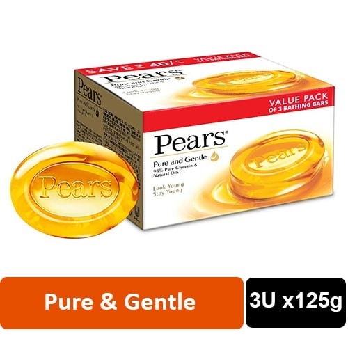 Pears pears pure & gentle bathing soap bar -125g - 3U x125g