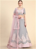 Leeza Store Women's Bollywood Style Silk Blend Bandhani Printed Zari And Sequins Embroidery Work Lehenga Choli With Dupatta - LZLHGBDN1-BLUE - Blue, 1.5