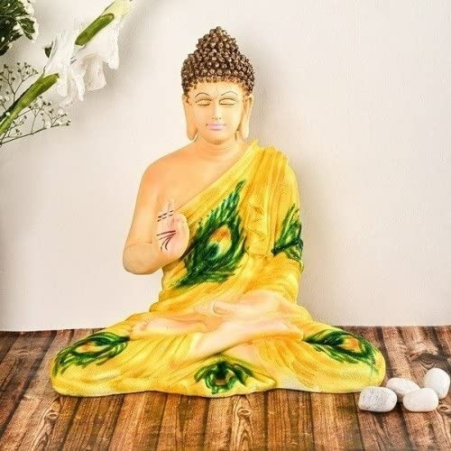 Garden Basket Resin Home Decor Buddha Idol for Living Room (Size:15 inches) (Peacock) - 14 inch