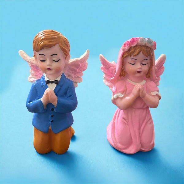 Baby Angel Couple statue - 4 inch, multi