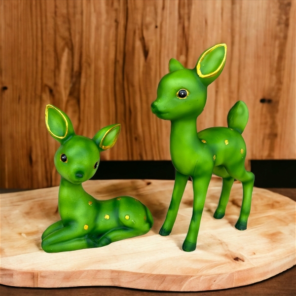 Deer Couple Set - 9 inch, green