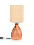 Wooden Dome Table Lamp with Jute White Shade