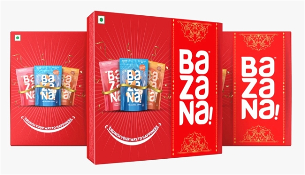 Bazana Red Gift Pack: Indulge in Delightful Crunchiness with Cranberry Slice, Roasted Salted Almonds, and Cashew Standee Packs for Pure Happiness - 15x15x14