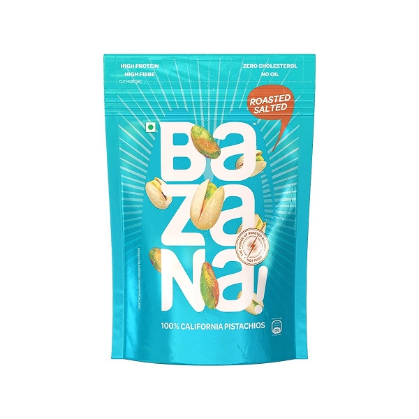 Bazana Roasted Salted pistachios/Healthy Roasted Snack/Pista Dry Fruits/Roasted Nuts/Zero Oil Dry Nuts/Tasty Nuts / 1 Pack / 150 g