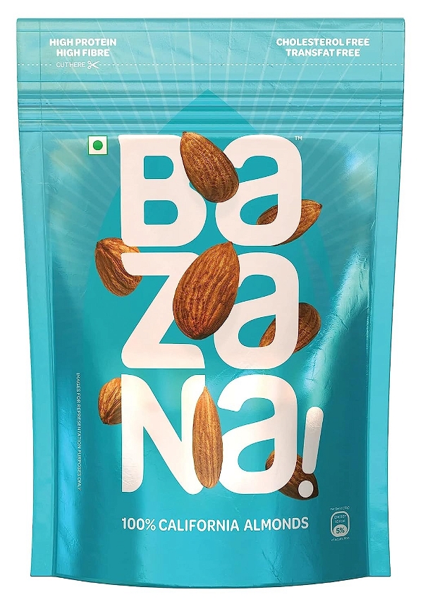 Bazana Californian Almonds - Crunch Your Way to Happiness with Healthy 100% Almonds | 200g | Snack, Dry Fruits, Badam & Nuts