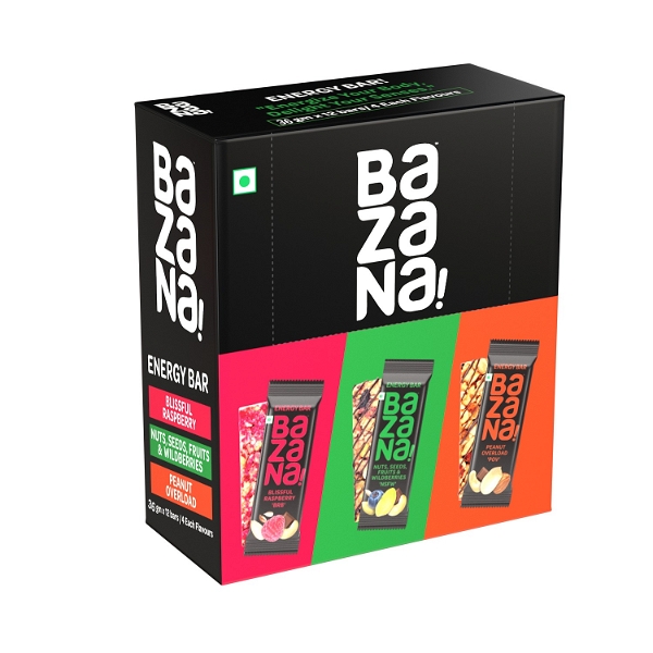 Bazana Fuel Your Day with Power 3 in 1: Bazana Energy Bars | Healthy and Nutritious Snack Bars (36g x 12 Bars)