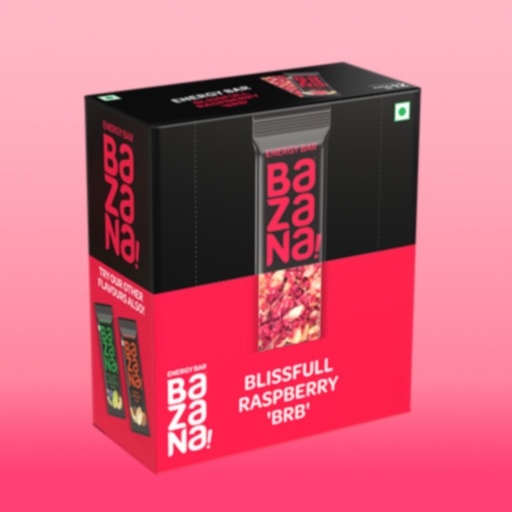 Bazana Boost Your Energy with Bazana Raspberry Energy Bars | Healthy and Delicious Snack Bars (36g x 12 Bars)