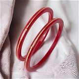 TRJ MAHALAXMI RED POLA EXTRA LITES HUID HALLMARK 916 22KT GOLD POLA BADHANO BANGLES (LAMINATED) 1 PAIR APPROX. WGT: 0.085 GM. (NON EXCHANGEABLE) WITH PURITY SMART CARD - 25 (2/5)