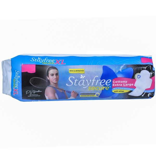 Stayfree Secure Sanitary Pads - XL, Cotton Extra Large